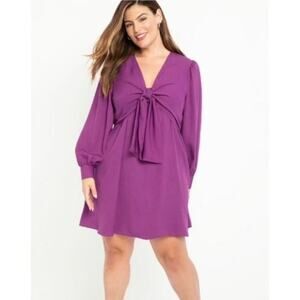 New! ELOQUII elements purple bow detail dress women's plus size‎ 16